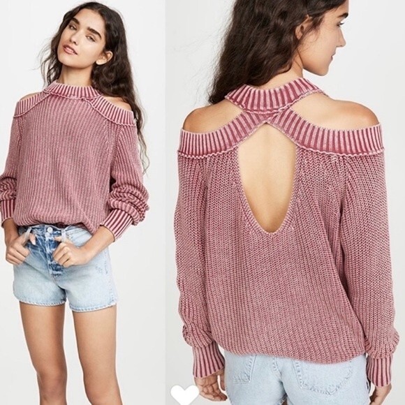 Free People Half Moon Bay Sweater in Wine M NWOT - Picture 5 of 16